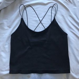 Black strappy cropped tank